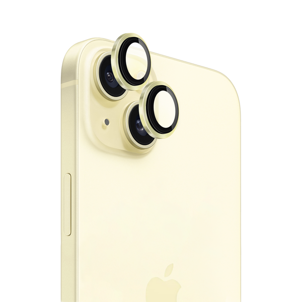 Aluminium Ring Camera Lens Protector for iPhone 15 – 15 Plus - Yellow 300Pcs